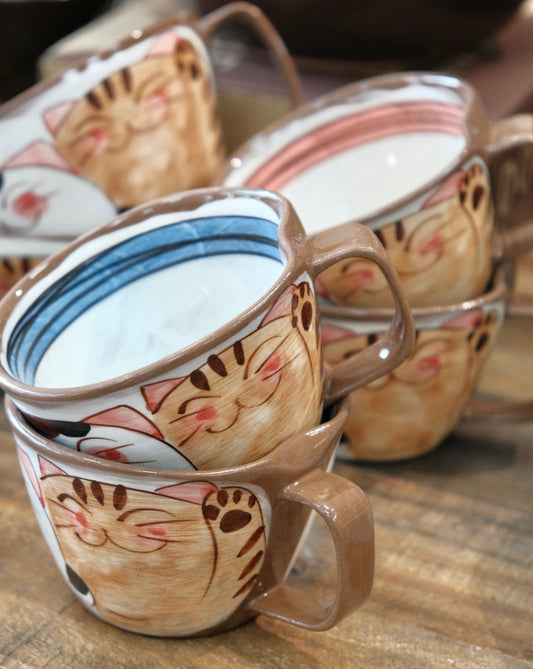 Hasami ware Handcraft Cat Soup Mug 250ml/8.5oz (Medium)