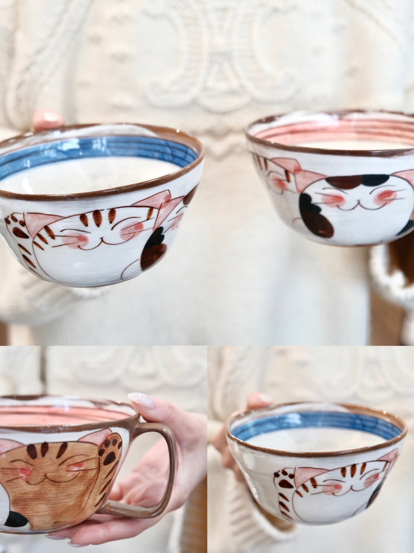 Hasami ware Handcraft Kitty Cat Soup Mug 500ml/16oz (Large)