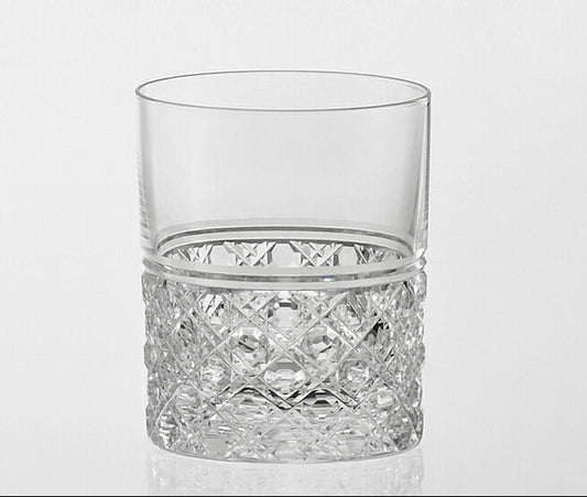 KAGAMI Crystal Edo Kiriko Octagonal Basket Weave Whiskey Glass | T444-1