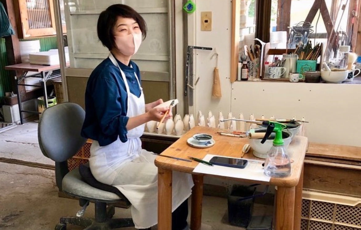 Artisans- Mayuki kato-加藤真雪 Reversible design Diamond Flower Vase with Handle
