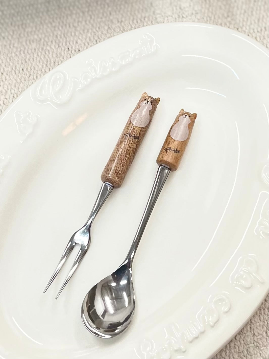 JAPANESE CUTE ANIMALS WOOD DESSERT FORK/SPOON