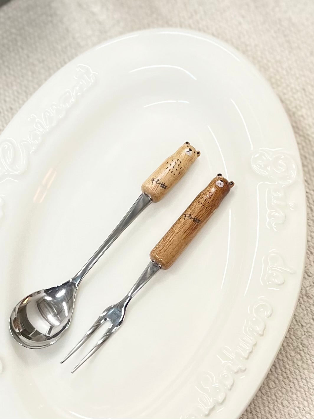 JAPANESE CUTE ANIMALS WOOD DESSERT FORK/SPOON