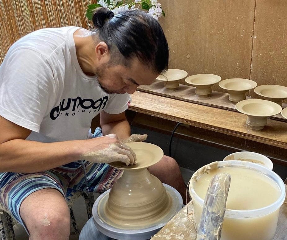 【Limited Edition】Artisans-大串真司 Ougushi Masashi High Ground Bowl L (White Blue)