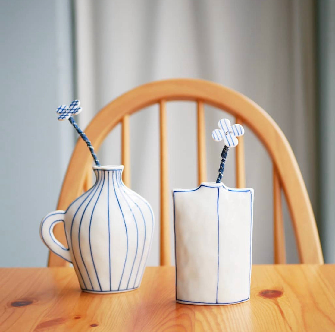 Artisans- Mayuki kato-加藤真雪 Reversible design Strip Vase(L/13cm)