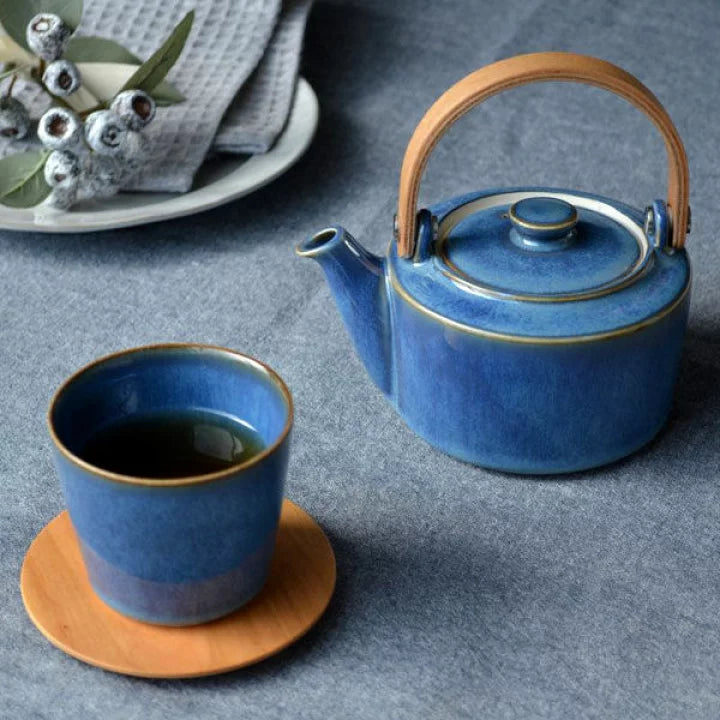 SALIU 祥SYO Earthen Teapot Japanese Tea Pot Gift Set (Navy)