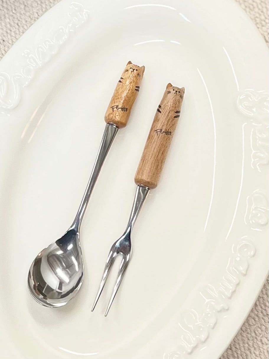 JAPANESE CUTE ANIMALS WOOD DESSERT FORK/SPOON