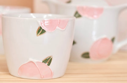 Arita Ware Japan Handmade Peach Teapot and cup Gift Set (Gift Box)