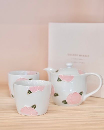 Arita Ware Japan Handmade Peach Teapot and cup Gift Set (Gift Box)