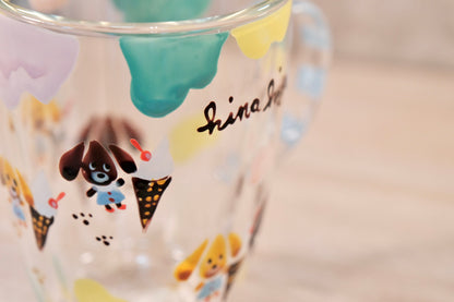 Hina Hiyo Club Hand-drawn Double Wall Glass Mug #1