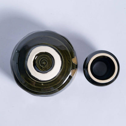 Japan Mino Ware 4-Piece Matcha Set with Whisk, Stand and Scoop – Black Blue, 18 oz