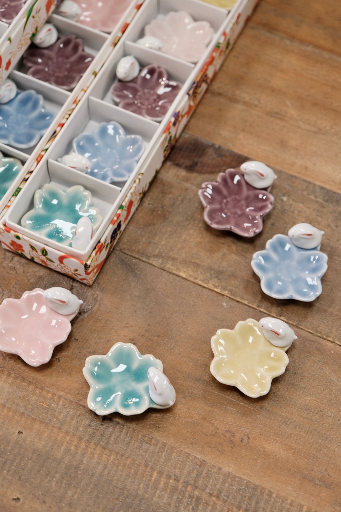 Rabbit cherry blossom chopstick rest 5pcs set