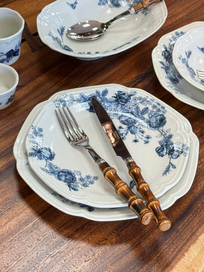 Japan Made Minoyaki Vintage Blue Rose Series