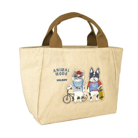 Beige lunch bag alternate angle