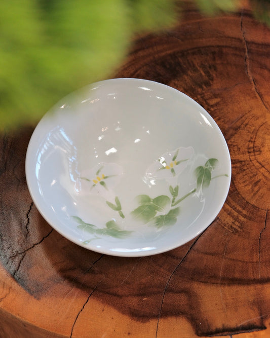 Hasami ware Green glaze Flower handamade 6inch bowl