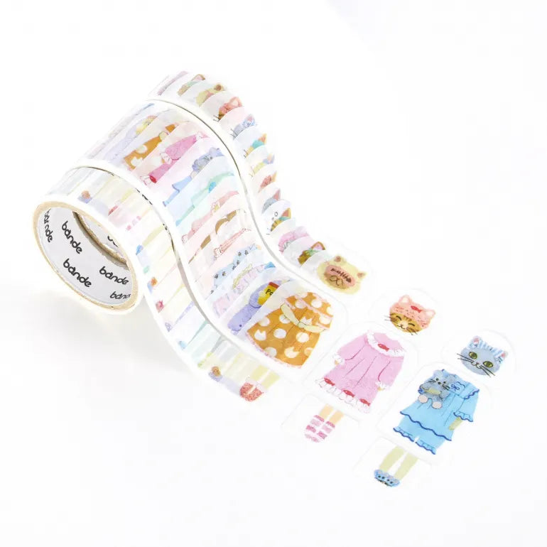 bande × Artist kalo Dress-Up Cat Masking Roll Sticker Set