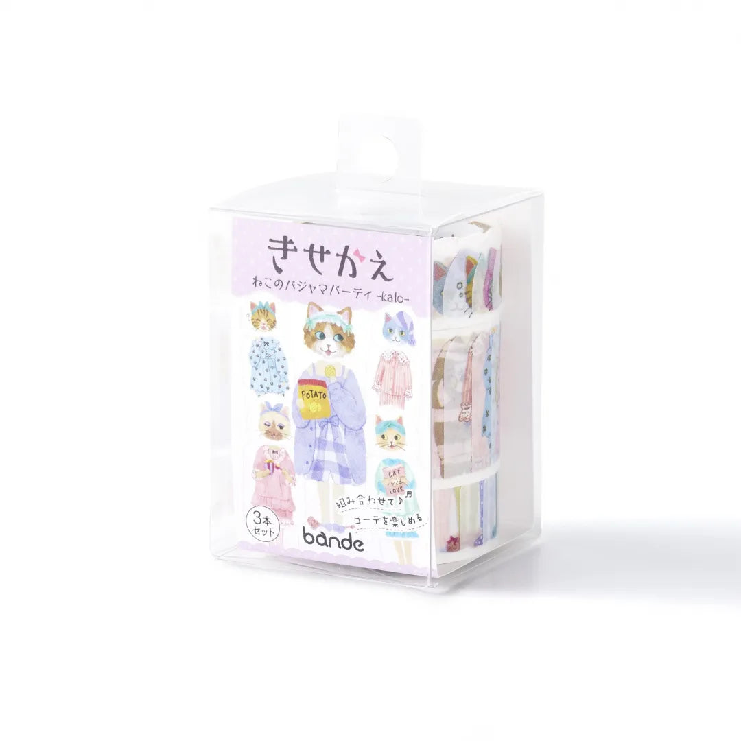 bande × Artist kalo Dress-Up Cat Masking Roll Sticker Set