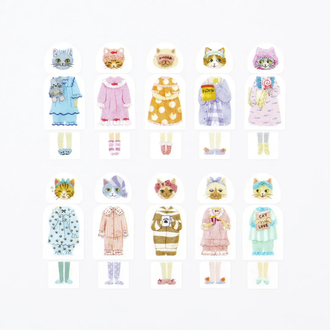 bande × Artist kalo Dress-Up Cat Masking Roll Sticker Set