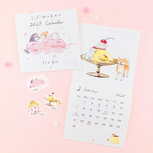 Natsuka Murata Shiba Inu and Treats 2027 cover and February calendar page
