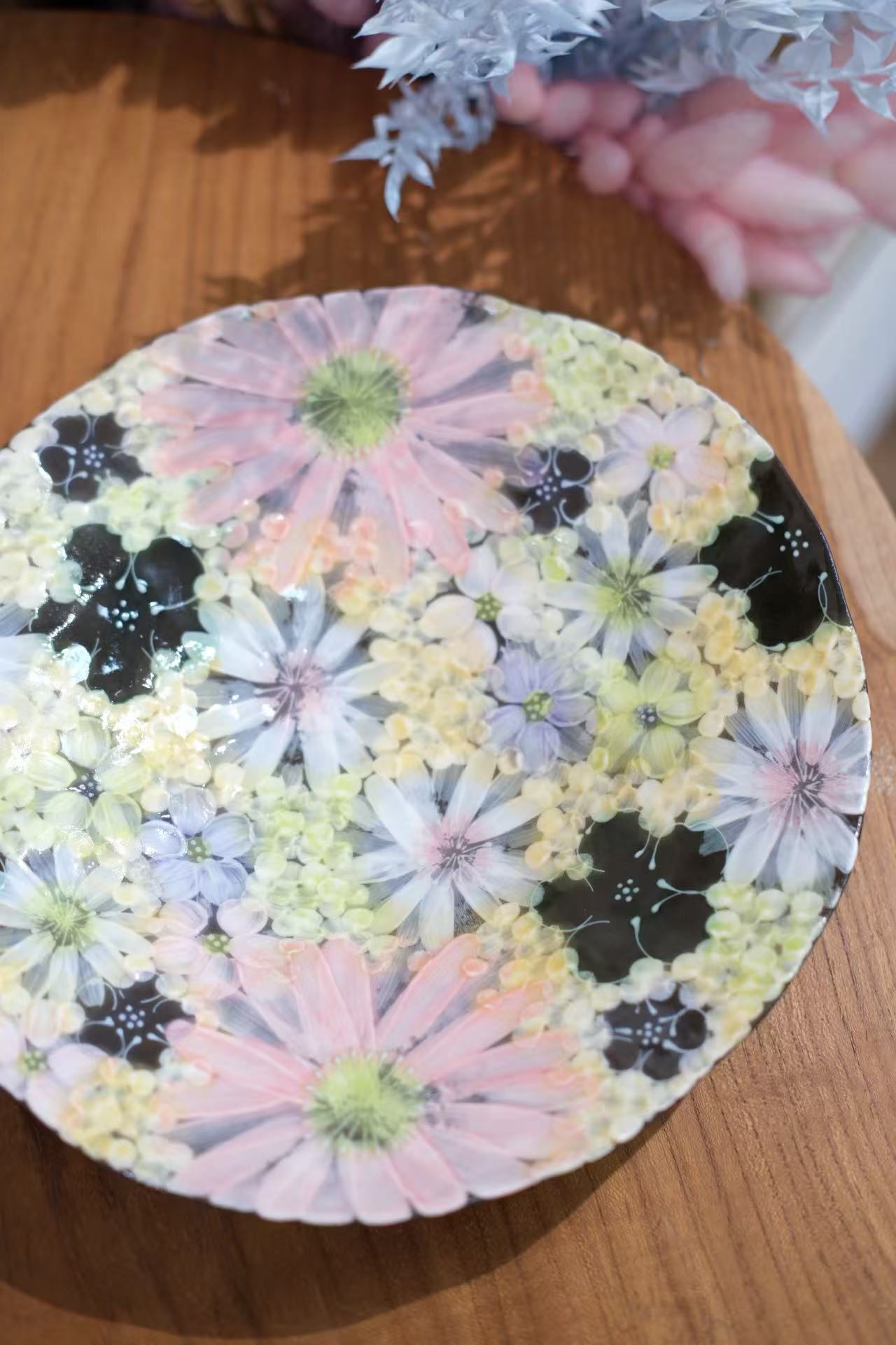 YUZURIHA FLOWER HANDMADE CERAMIC FLOWER 9.5inch Large Plate