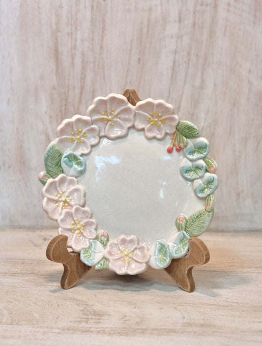 Misao Ishiguro-石黒美佐緒 Handmade 5.5'' Small Plate (Pink Flower)