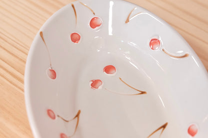 Tokushichi Gama Arita ware Fruits Oval Curry Plate-Cherry