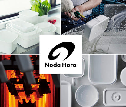Noda Horo White Series Rectangle Deep Enamel Container – S / Airtight Lid