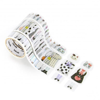 bande × Artist kalo Dress-Up Cat Masking Roll Sticker Set