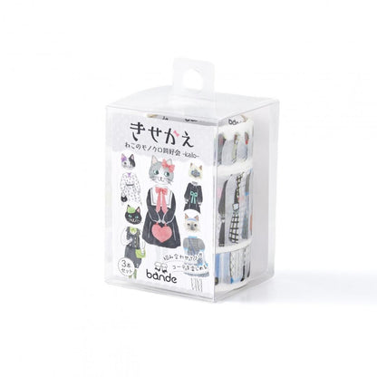 bande × Artist kalo Dress-Up Cat Masking Roll Sticker Set