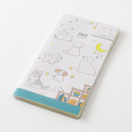 MIDORI Pocket Diary Slim 2027 Dog angled cover view