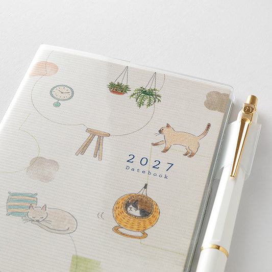 MIDORI Pocket Diary Slim 2027 Cat cover detail with pen holder