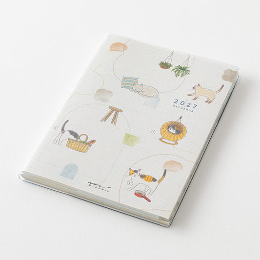MIDORI Pocket Diary A6 2027 Cat angled cover view