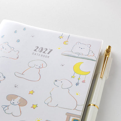 MIDORI Pocket Diary B6 2027 Dog cover detail with pen holder