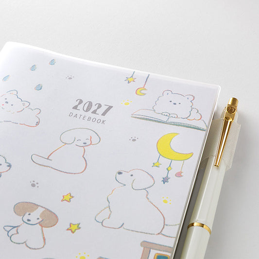 MIDORI Pocket Diary B6 2027 Dog cover detail with pen holder