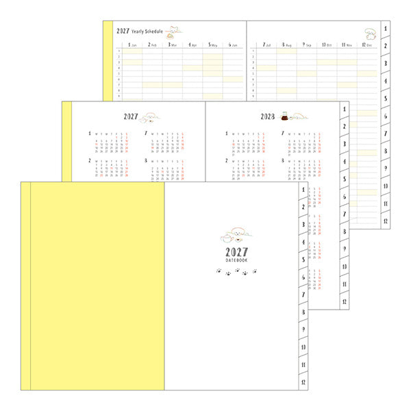 MIDORI Pocket Diary B6 2027 Dog yearly overview and reference pages