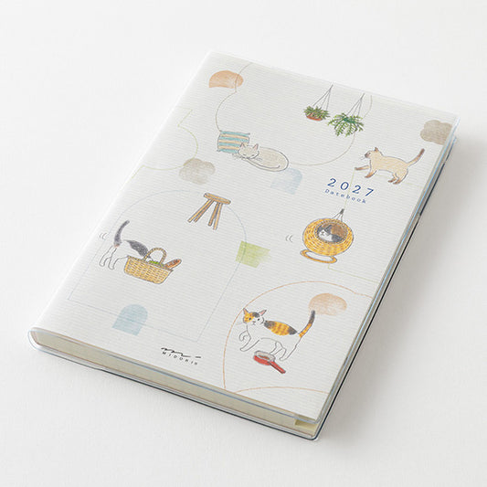 MIDORI Pocket Diary B6 2027 Cat angled cover view