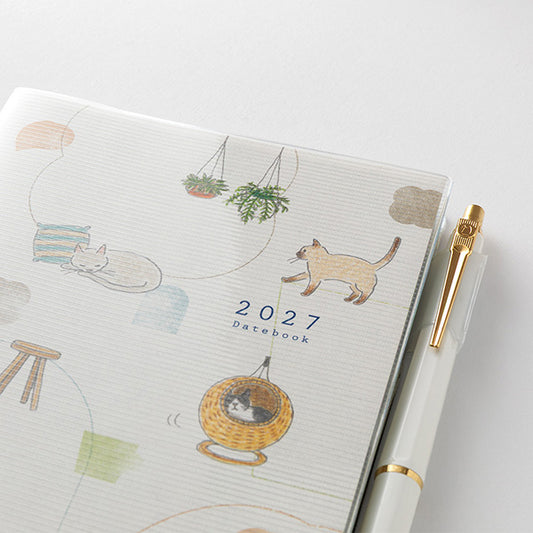MIDORI Pocket Diary B6 2027 Cat cover detail with pen holder