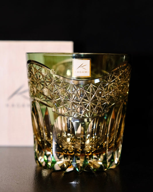 [KAGAMI CRYSTAL] Whiskey Glass By KASANEIROME GYOKO (Morning light) Master Of Traditional Crafts Edo Kiriko
