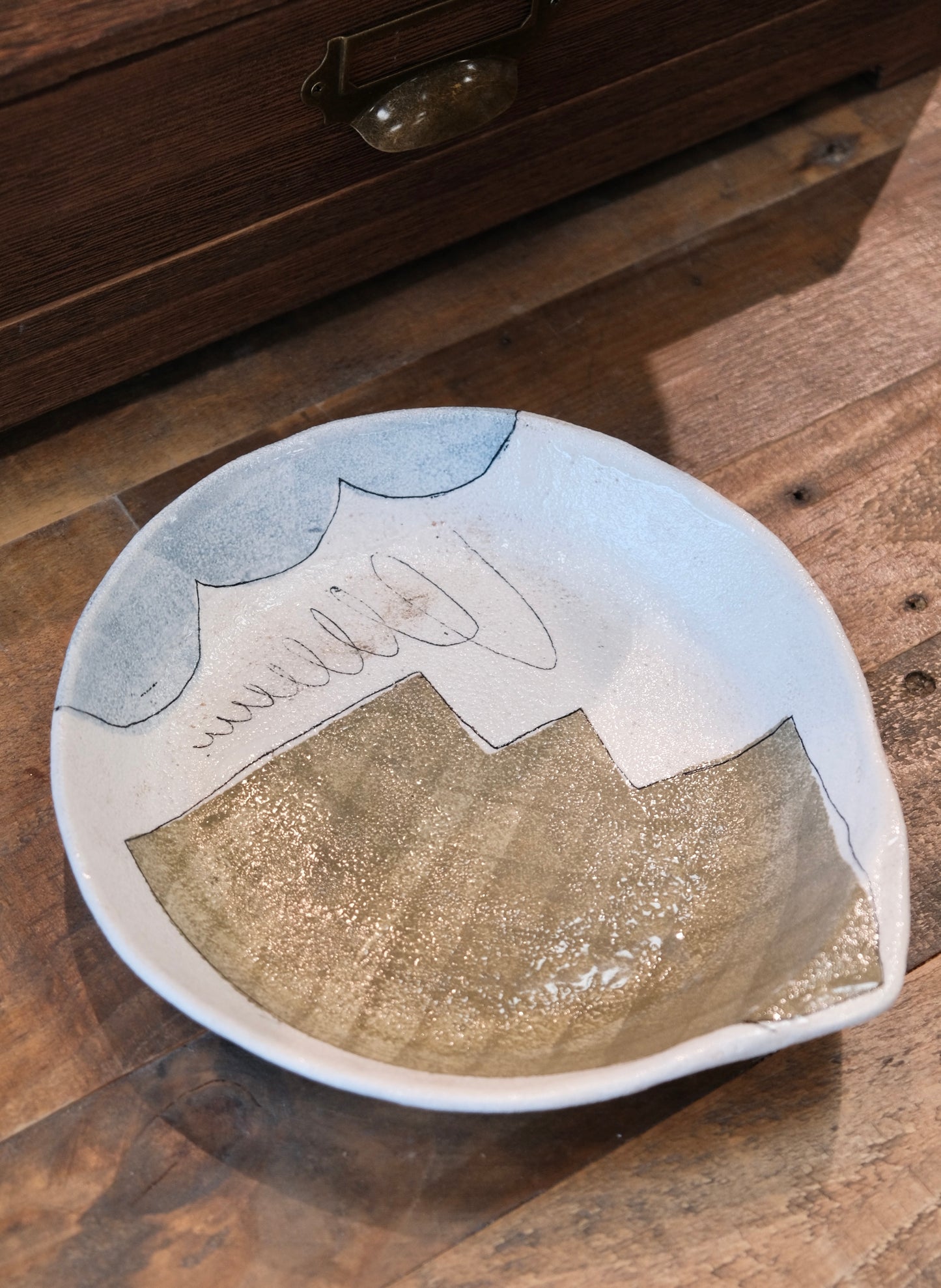 Artisans-hapun pottery 拜志睦子 Handmade Ceramic 8.7inch/22cm Pasta Plate