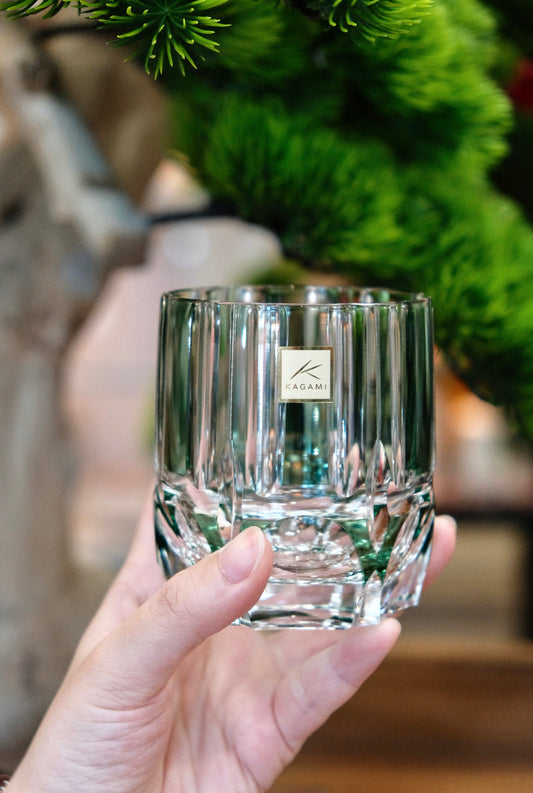 | KAGAMI CRYSTAL|[ROCKS GLASS] Whiskey Glass "Bamboo" Crystal Glass (Wooden Box)