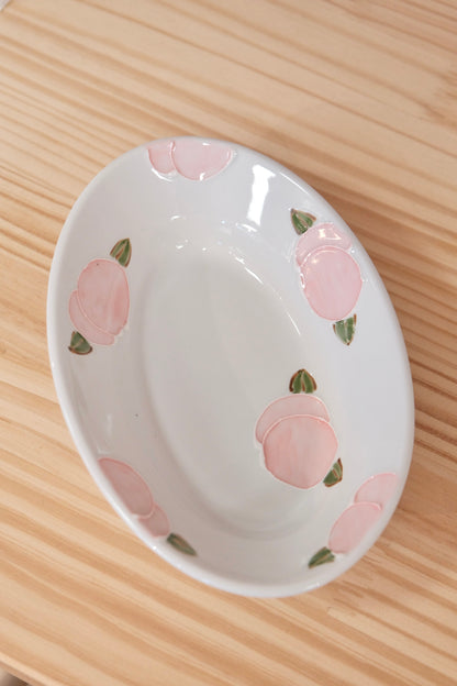 Tokushichi Gama Arita ware Fruits Oval Curry Plate-Peach
