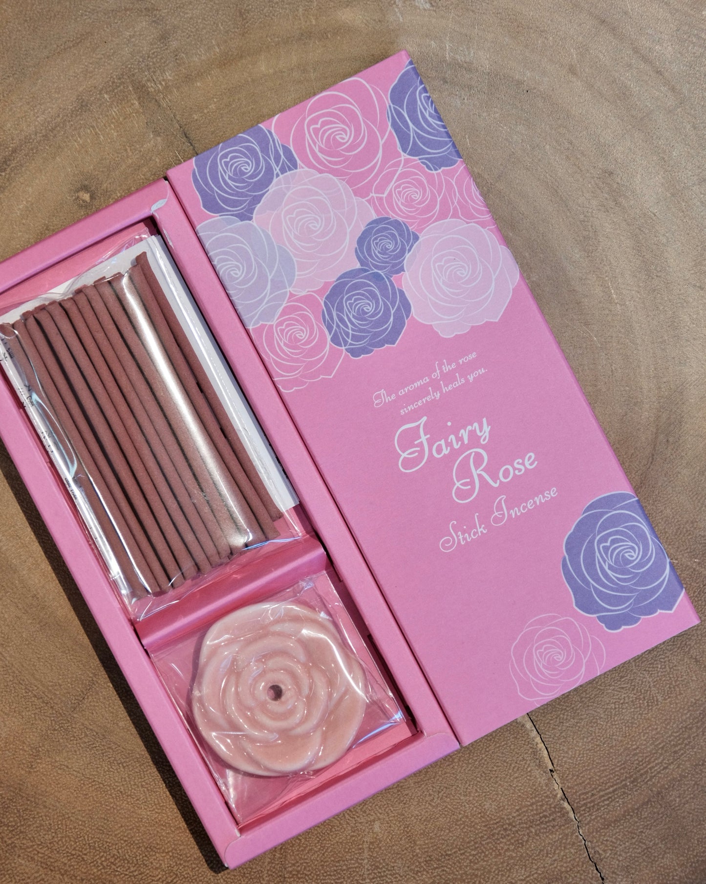 Kousaido Japan Premium Incense Sticks gift box with Rose shaped incense holders -30 sticks