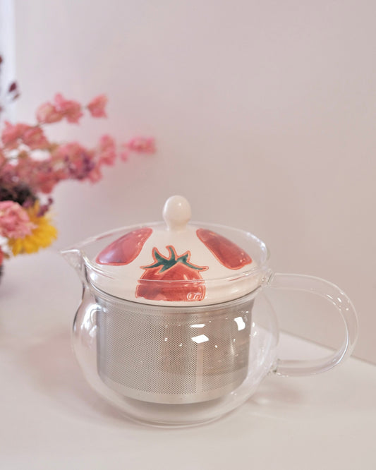 Strawberry Hand-Painted Hasami Ware Glass Teapot 300ml/10fl oz