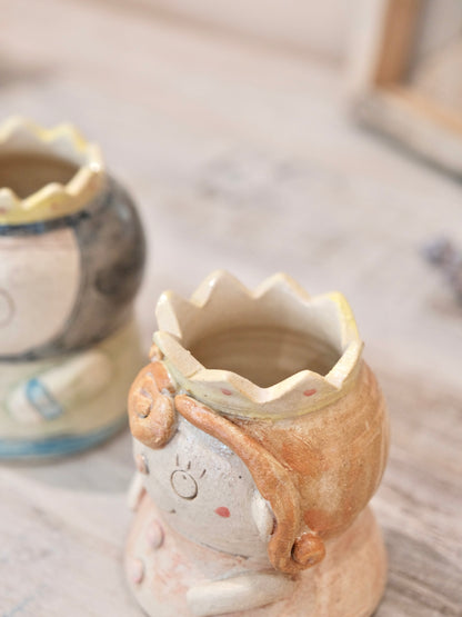 野村典子-King & Queen Ceramic Mini Planters & Figurines set
