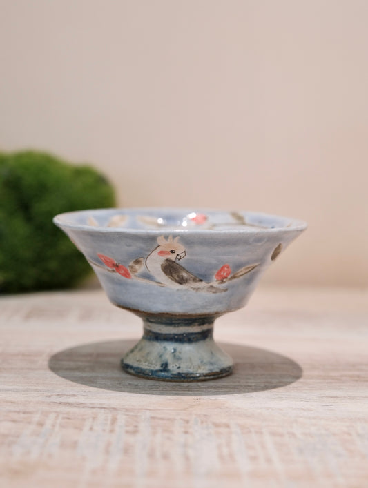 【2026 Exhibition】Acne pottery Studio handmade small goblet cup (Bird & Flower)