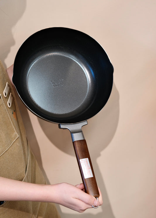 Japanese Double-Sided Embossed Iron Deep Frying Pan – 24cm