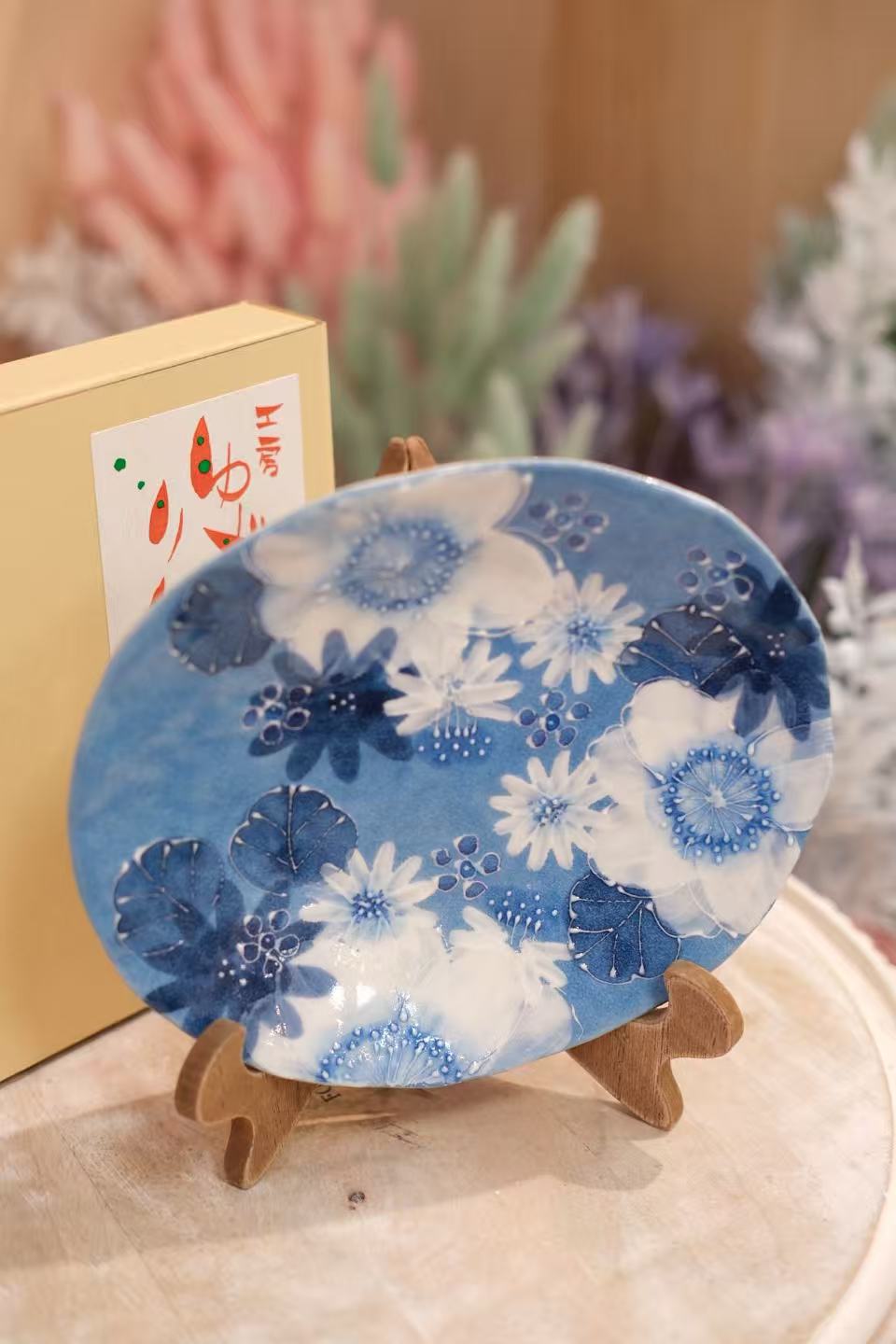 YUZURIHA FLOWER HANDMADE CERAMIC FLOWER Cake plate