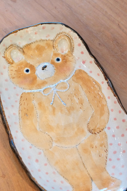 KONGARISHA-コンガリ舎 Handmade Bear Round Long Large plate
