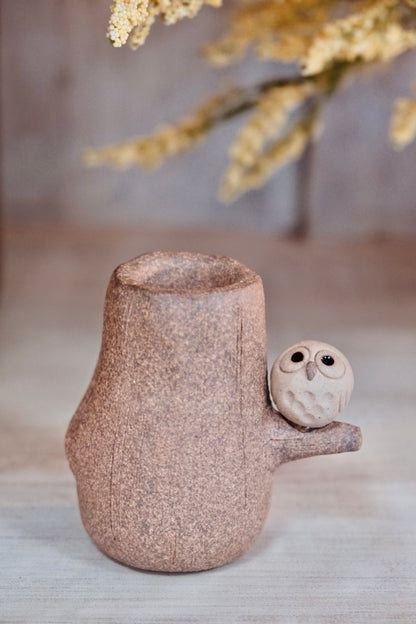 Shigaraki Yaki Owl Ceramic Flower mini vase (Gift box)