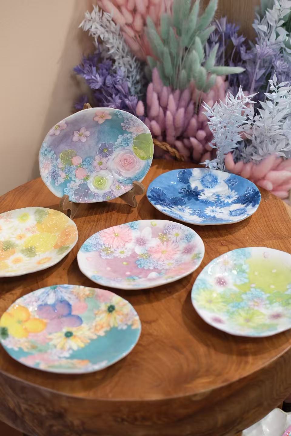 YUZURIHA FLOWER HANDMADE CERAMIC FLOWER Cake plate