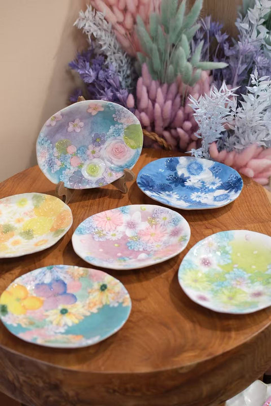 YUZURIHA FLOWER HANDMADE CERAMIC FLOWER Cake plate